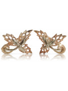 "Boucles d'oreilles feuille d'érable en or rose 14 carats 585 vintage sans pierres" ven177 ven177