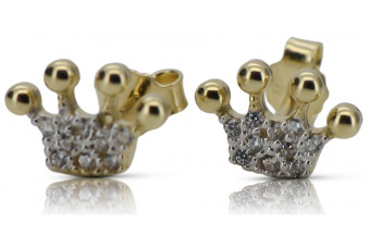 Pendientes de Oro Amarillo 14K con Circonia cec015y