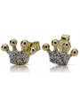 14K Yellow Gold Zirco Crown Earrings cec015y