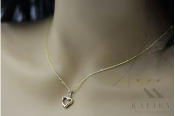 "Chic 14k Gold Heart Pendant with Snake Chain" cpn060y&cc035y