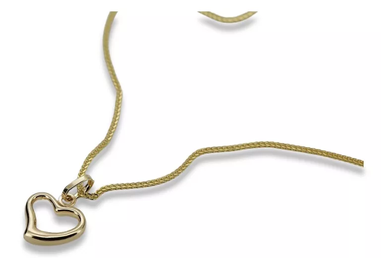 Nowy produkt: Złoty współczesny wisiorek serca 14k z łańcuszkiem wężowym cpn060y&cc035y