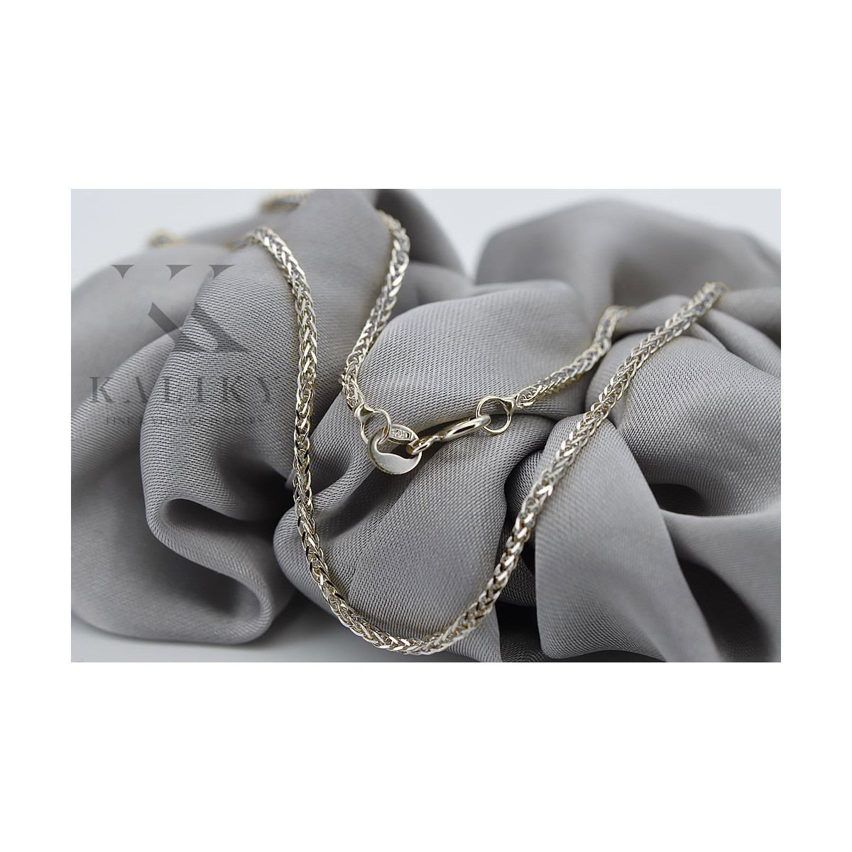 Italian White Gold Fox Tail Chain, 14K White Gold cc035w