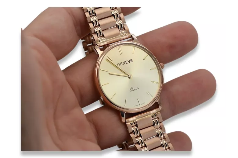 Вінтажний рожевий годинник з чоловічого золота 14k 585 Geneve Wristwatch mw004r&mbw009r