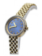 Reloj de dama Geneve en oro amarillo de 14 quilates con azul regalo para mujer lw101ydb