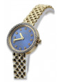 Reloj de dama Geneve en oro amarillo de 14 quilates con azul regalo para mujer lw101ydb