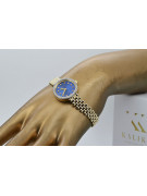 Reloj de dama Geneve en oro amarillo de 14 quilates con azul regalo para mujer lw101ydb