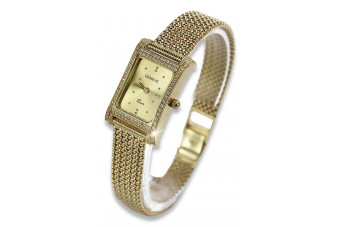 Montre de poignet pour femme en or jaune 14k 585 Geneve lw002y&lbw003y