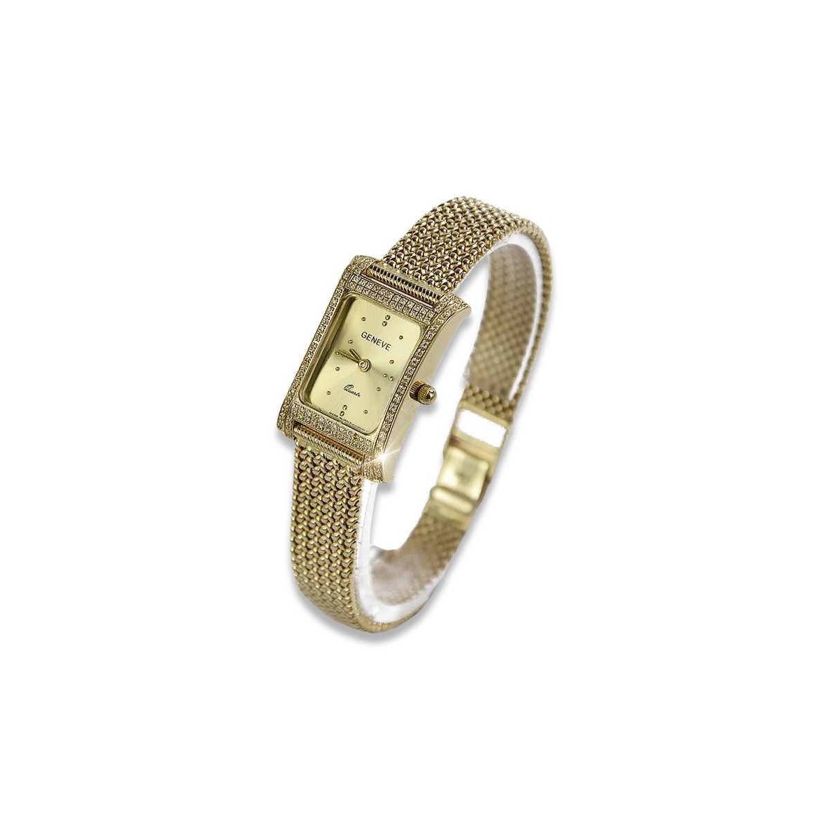 Goldene Damen Armbanduhr Geneve in 14k 585 Gelbgold lw002y&lbw003y