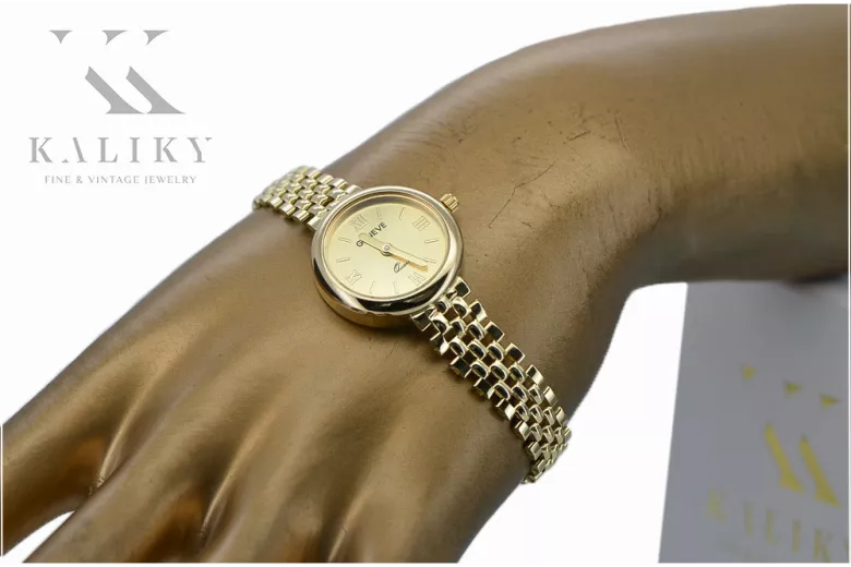 14K жълто злато дамски часовник Geneve Lady Gift lw011ydy