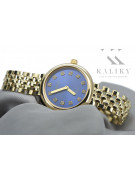 14 Karat Gelbgold, Blaue Geneve Damen Geschenkuhr lw011ydb