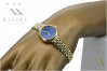 Italian Yellow Gold Geneve Lady Gift Blue Dia 14K Yellow Gold Watch lw011ydb