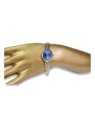 14 Karat Gelbgold, Blaue Geneve Damen Geschenkuhr lw011ydb