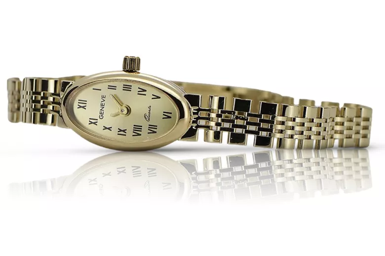 Żółte złoto 14k Lady Geneve zegarek prezent lw096y