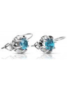 Boucles d'oreilles en argent sterling 925, Aigue-marine Vintage vec062s