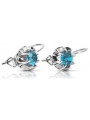 Boucles d'oreilles en argent sterling 925, Aigue-marine Vintage vec062s