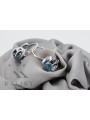 Boucles d'oreilles en argent sterling 925, Aigue-marine Vintage vec062s