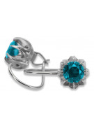 Boucles d'oreilles en argent sterling 925, Aigue-marine Vintage vec062s