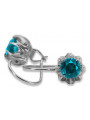 Boucles d'oreilles en argent sterling 925, Aigue-marine Vintage vec062s