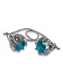 Aretes de plata de ley con aguamarina vintage vec062s