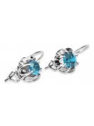 Boucles d'oreilles en argent sterling 925, Aigue-marine Vintage vec062s