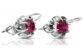 Sterling Silver 925, Ruby & Sapphire Vintage Earrings vec062s