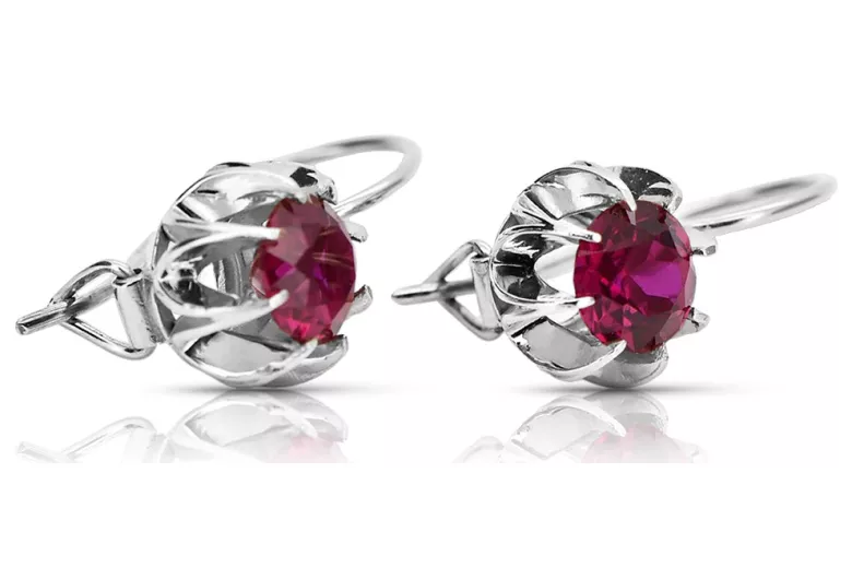 Boucles d'oreilles en argent sterling 925, Rubis vec062s