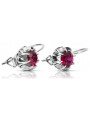 Boucles d'oreilles en argent sterling 925, Rubis vec062s