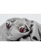 Boucles d'oreilles en argent sterling 925, Rubis vec062s