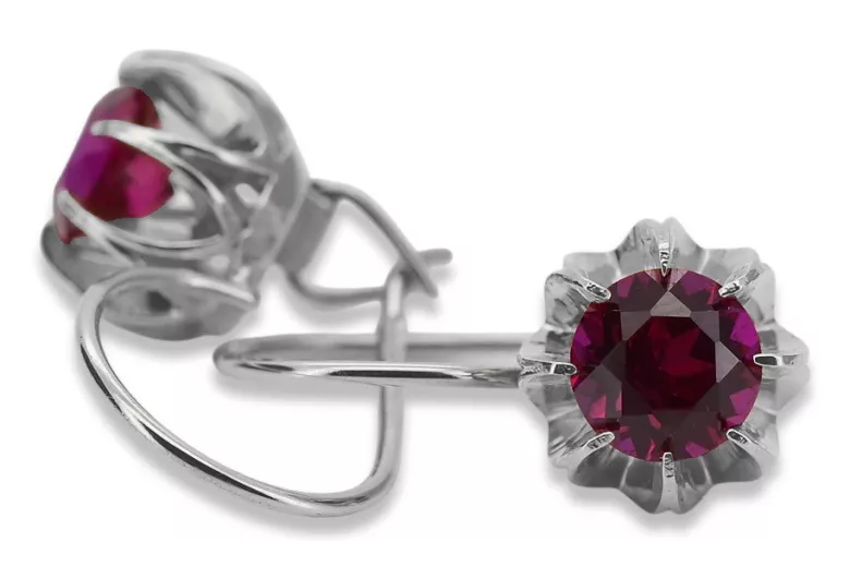 Sterling Silver 925, Ruby & Sapphire Vintage Earrings vec062s