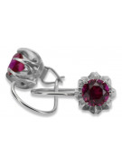 Boucles d'oreilles en argent sterling 925, Rubis vec062s