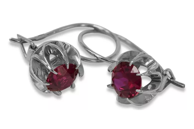 Boucles d'oreilles en argent sterling 925, Rubis vec062s