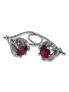 Boucles d'oreilles en argent sterling 925, Rubis vec062s