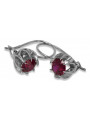 Boucles d'oreilles en argent sterling 925, Rubis vec062s