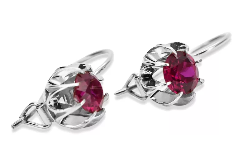 Sterling Silver 925, Ruby & Sapphire Vintage Earrings vec062s