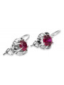 Boucles d'oreilles en argent sterling 925, Rubis vec062s