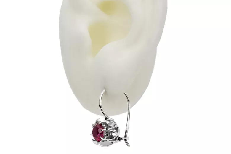 Boucles d'oreilles en argent sterling 925, Rubis vec062s