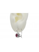 Boucles d'oreilles en argent sterling 925, Rubis vec062s