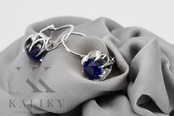 Sterling Silver 925, Sapphire Drop Earrings vec062s