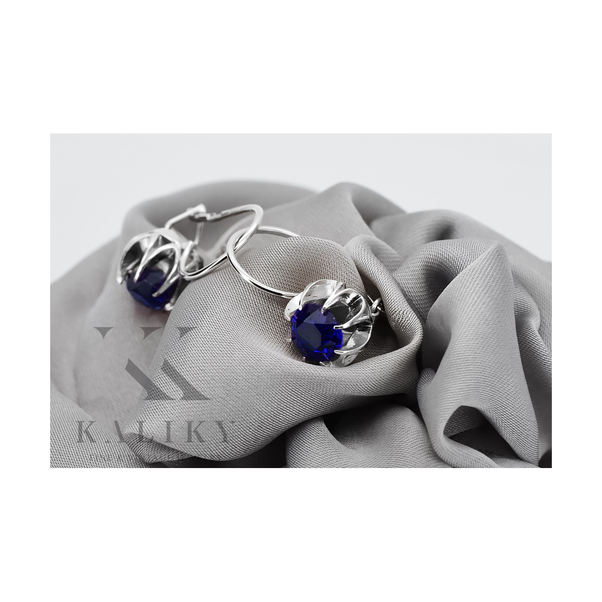 Sterling Silver 925, Sapphire Drop Earrings vec062s