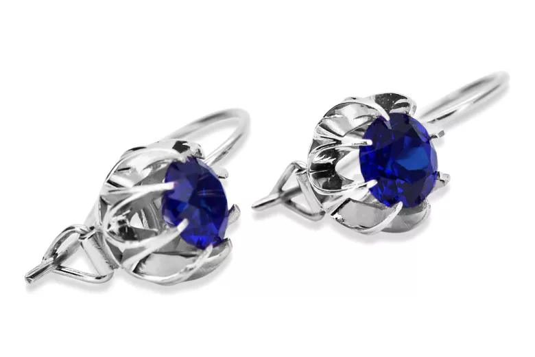 Sterling Silver 925, Sapphire Drop Earrings vec062s