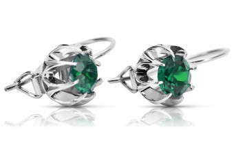 Sterling Silver 925, Emerald Vintage Earrings vec062s
