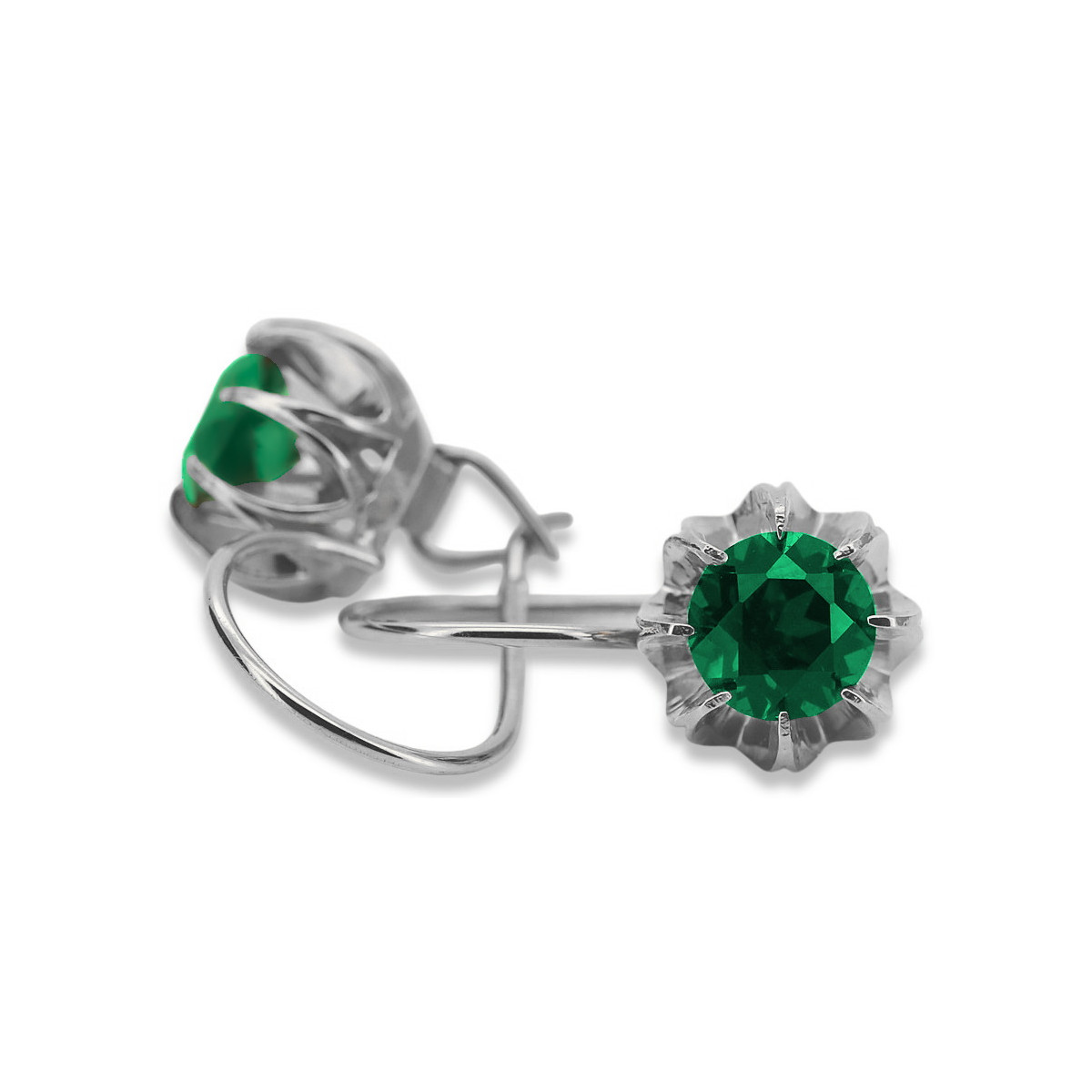 Sterling Silver 925, Emerald Vintage Earrings vec062s