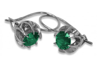 Sterling Silver 925, Emerald Vintage Earrings vec062s
