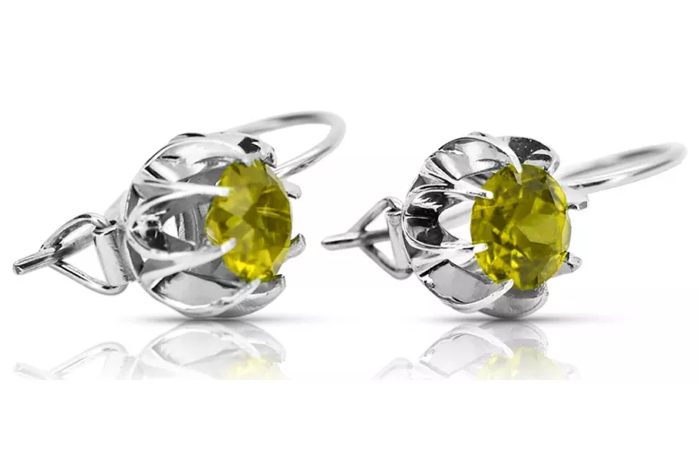 Sterling Silver 925, Yellow Peridot Vintage Earrings vec062s