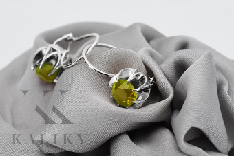 Sterling Silver 925, Yellow Peridot Vintage Earrings vec062s