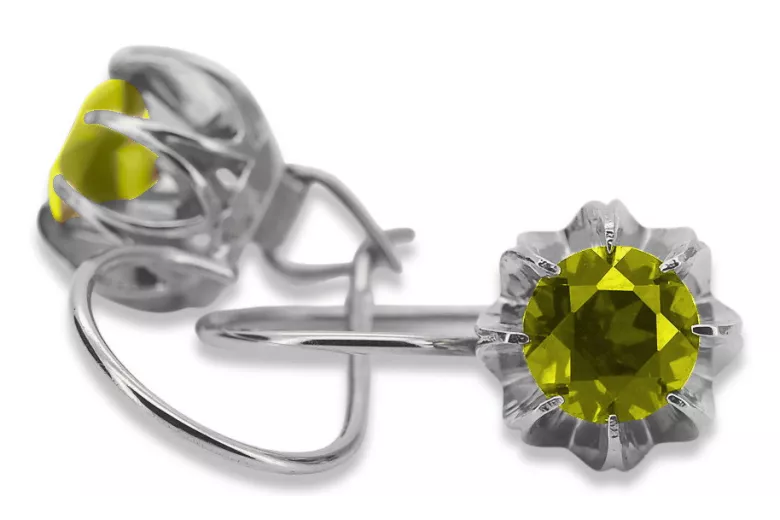 Sterling Silver 925, Yellow Peridot Vintage Earrings vec062s