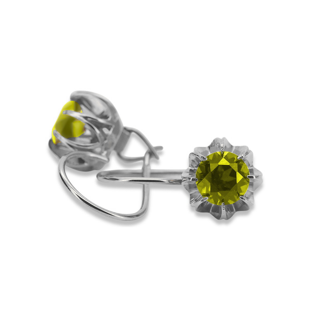 Sterling Silver 925, Yellow Peridot Vintage Earrings vec062s