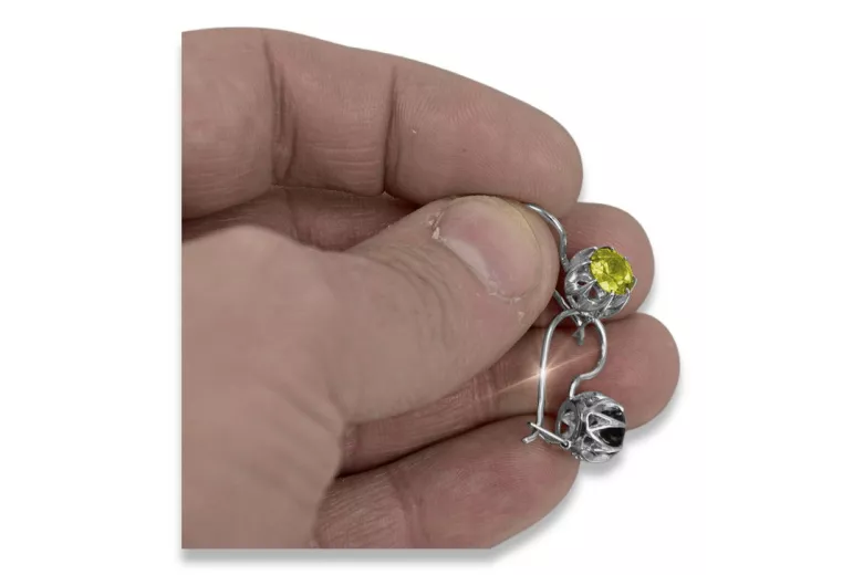 Sterling Silver 925, Yellow Peridot Vintage Earrings vec062s