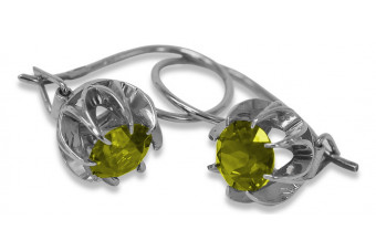 Boucles d'oreilles en argent sterling 925, Péridot jaun vec062s