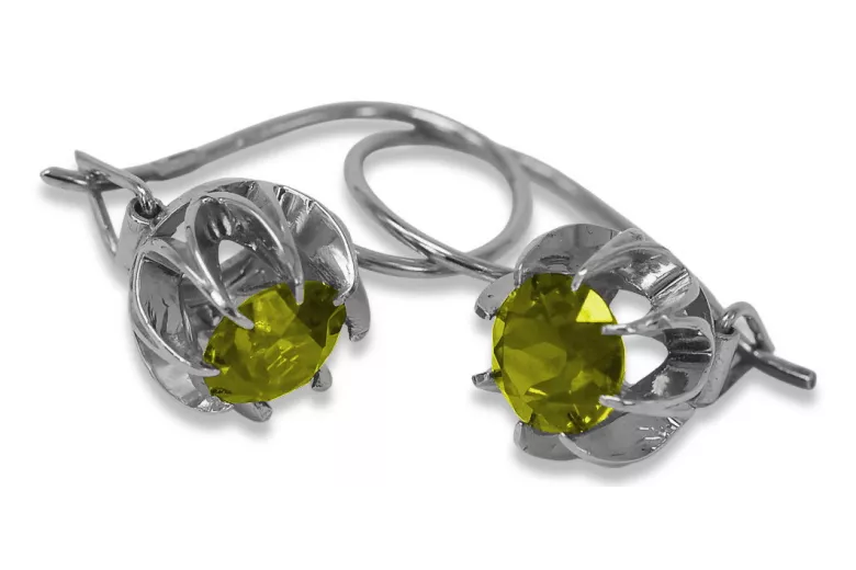 Sterling Silver 925, Yellow Peridot Vintage Earrings vec062s